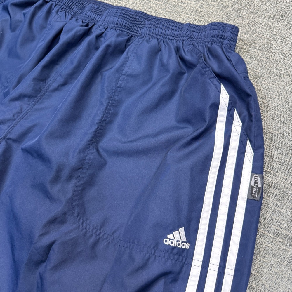 Adidas Track Pants Mens XXL Navy Blue Climaproof 3 Stripe Zip Leg Y2K